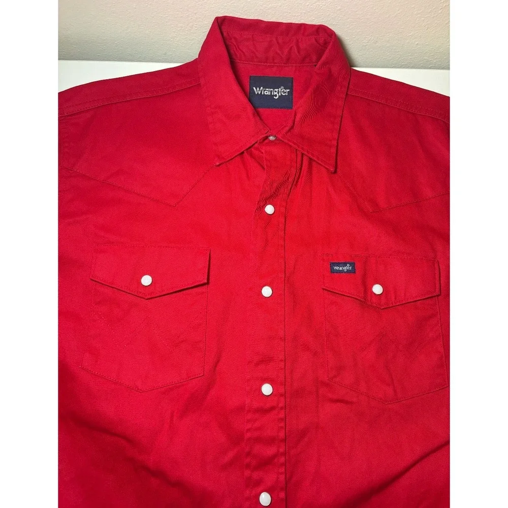 Vintage Men's Wrangler Red Snap Western Shirt | Large